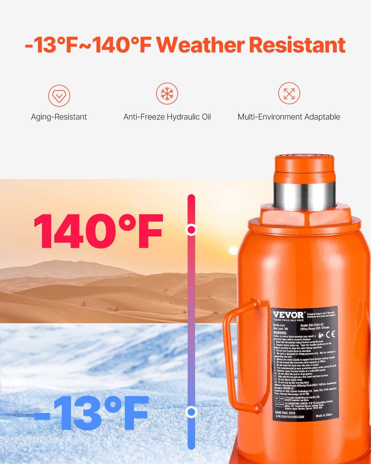 Hydraulischer Wagenheber, 30 Tonnen, manuell, hohe Hubhöhe, für Autowerkstatt