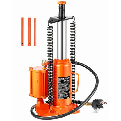 Air Hydraulic Bottle Jack, 12 Ton/26455 lbs Pneumatic Hydraulic Bottle Jack with 10.43''-19.88'' Lifting Range & Manual Hand Pump, for Pickup, Truck, RV, Auto Repair, Industrial Engineering
