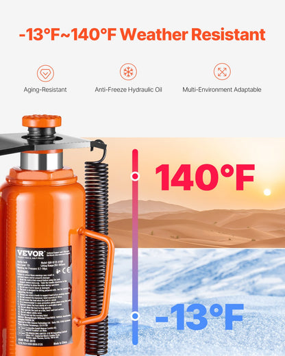 Air Hydraulic Bottle Jack, 12 Ton/26455 lbs Pneumatic Hydraulic Bottle Jack with 10.43''-19.88'' Lifting Range & Manual Hand Pump, for Pickup, Truck, RV, Auto Repair, Industrial Engineering