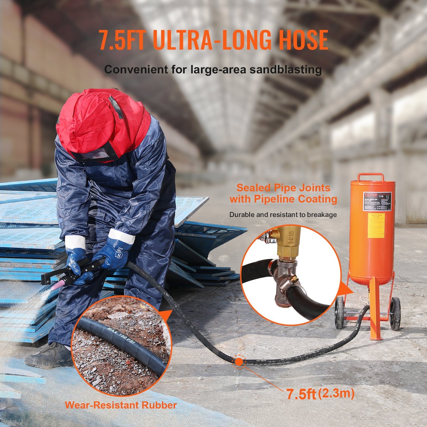 10 Gallon Heavy-Duty Sand Blaster 60-110 PSI med 2 munstycken och 7,5 fot slang