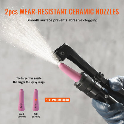 10 Gallon Heavy-Duty Sand Blaster, 60-110 PSI High Pressure Sandblaster, Portable Abrasive Blasting Tank, Air Sand Blasting Kit with 2 Ceramic Nozzles & 7.5ft Hose for Stain, Rust, Paint Removal