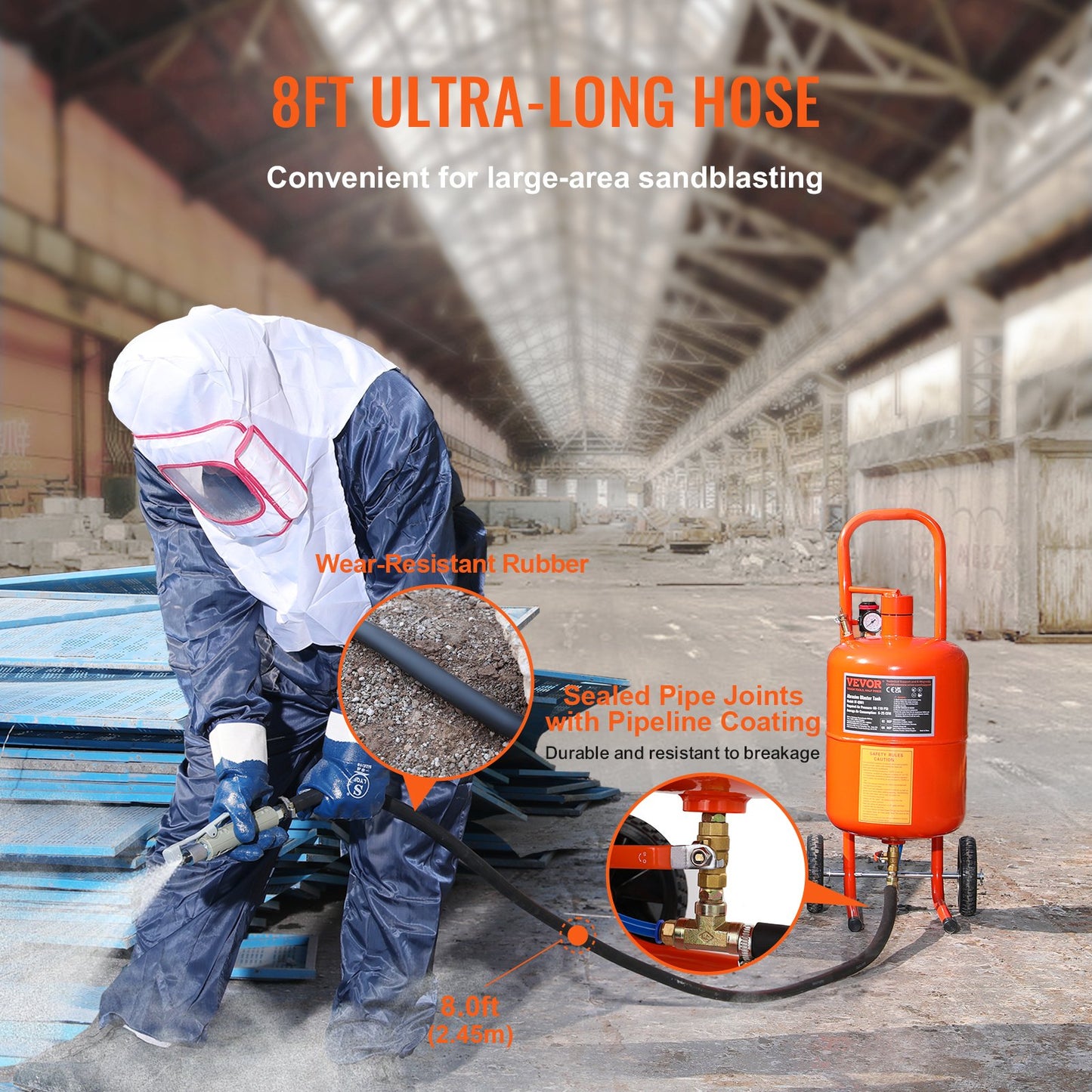 5 Gallon Sandblaster 60-110 PSI High Pressure Sandblaster with 4 Nozzles