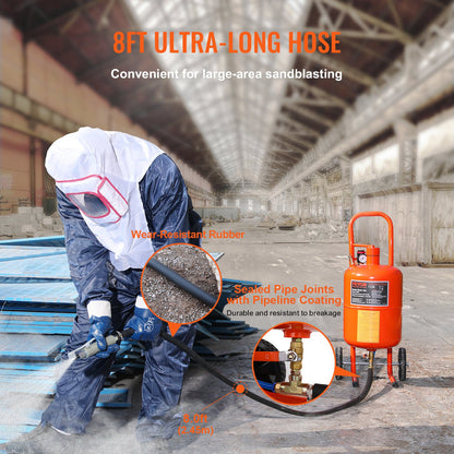 5 Gallon Sandblaster 60-110 PSI High Pressure Sandblaster with 4 Nozzles