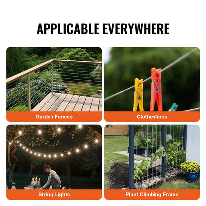 T304 Edelstahlkabel 1/8" 7x7 Stahldraht 100 Fuß Kabelgeländer