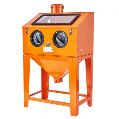 90 Gallon Sandblasting Cabinet with 1.8 Gallon Dust Collection System, 40-120PSI Sand Blasting Cabinet with Stand, Heavy Duty Sand Blaster with Blasting Gun & 4 Nozzles for Paint, Rust Removal
