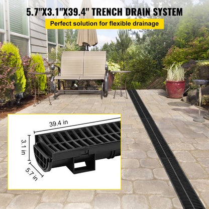 Driveway drainage channel, drainage kit for plastic grating - 5.8 | EU
