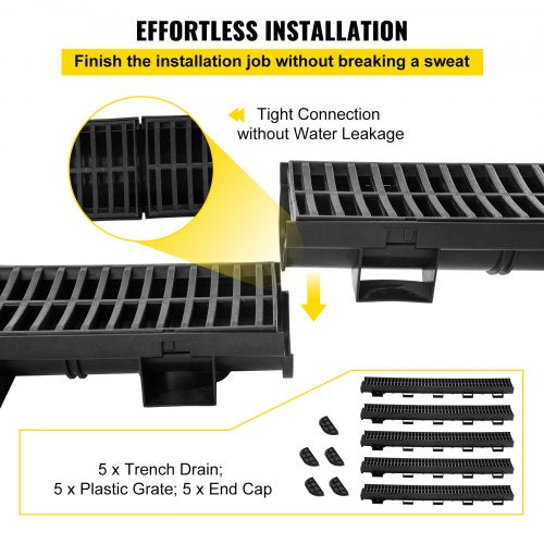 Driveway drainage channel, drainage kit for plastic grating - 5.8 | EU