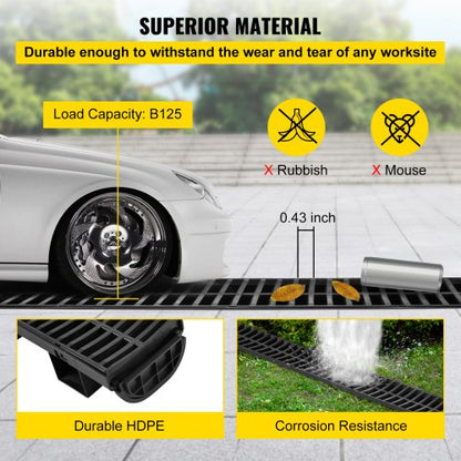 Driveway drainage channel, drainage kit for plastic grating - 5.8 | EU