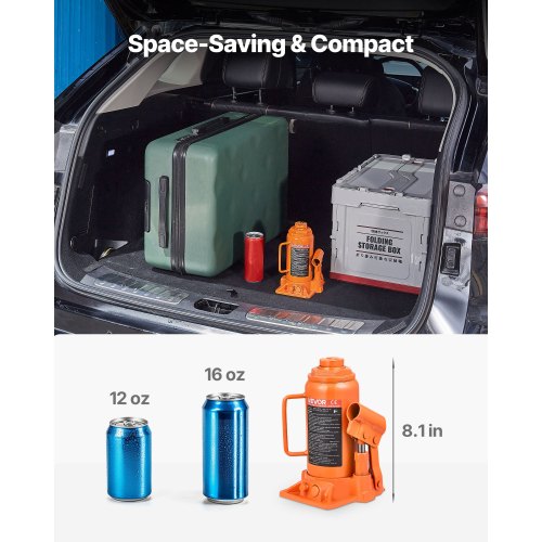 hydraulisk flaskdomkraft, 12 ton (26455,5 lbs) kapacitet, 205-400 mm lyfträckvidd, kraftig svetsad flaskdomkraft för bil, SUV, pickup, bilreparationer, huslyft och jordbruksutrustning, orange |  EU