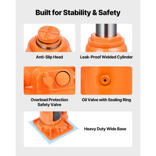 hydraulisk flaskdomkraft, 12 ton (26455,5 lbs) kapacitet, 205-400 mm lyfträckvidd, kraftig svetsad flaskdomkraft för bil, SUV, pickup, bilreparationer, huslyft och jordbruksutrustning, orange |  EU