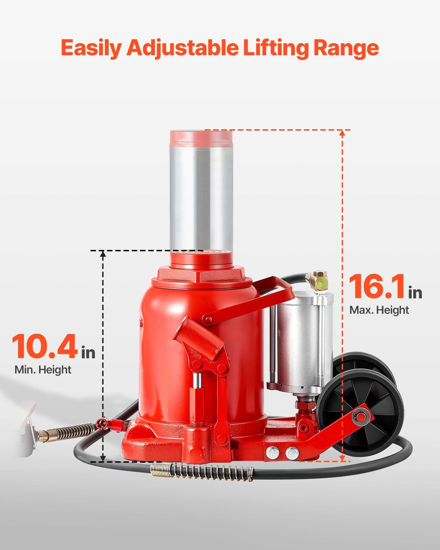 Air Hydraulic Bottle Jack, 50 Ton (110231.5 lbs) Capacity, 10.4-16.1 Inch Lifting Range, Pneumatic/Manual Heavy Duty Welded Bottle Jack with Pump for Car, SUV, Pickup, Truck, RV Auto Repair, Red