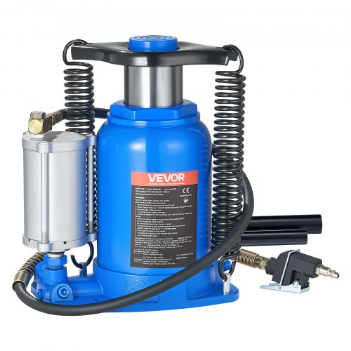 Air Hydraulic Bottle Jack, 32 Ton (70546.9 lbs) Capacity, 10-16.3 Inch Lifting Range, Pneumatic/Manual Heavy Duty Welded Bottle Jack with Pump for Car, SUV, Pickup, Truck, RV, Auto Repair, Blue