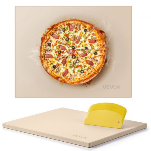 Pizza Stone, 15 x 12 in Rectangular Cordierite Pizza Stone, Extra Large Baking-Stone with Scraper, 0.6 in Thick Heat-Resistant Cordierite, for Kitchen Oven, Baking Bread & Pizzas, BBQ Grilling