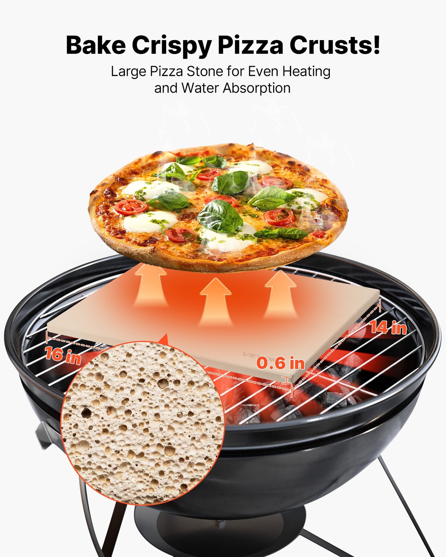 Pizza Stone, 16 x 14 x 0.6 Inch Rectangular Cordierite Pizza Stone, Large Baking-Stone with Scraper, 1450℉ Heat-Resistant Cordierite Cooking Stones for Kitchen Bake Oven, BBQ Grilling