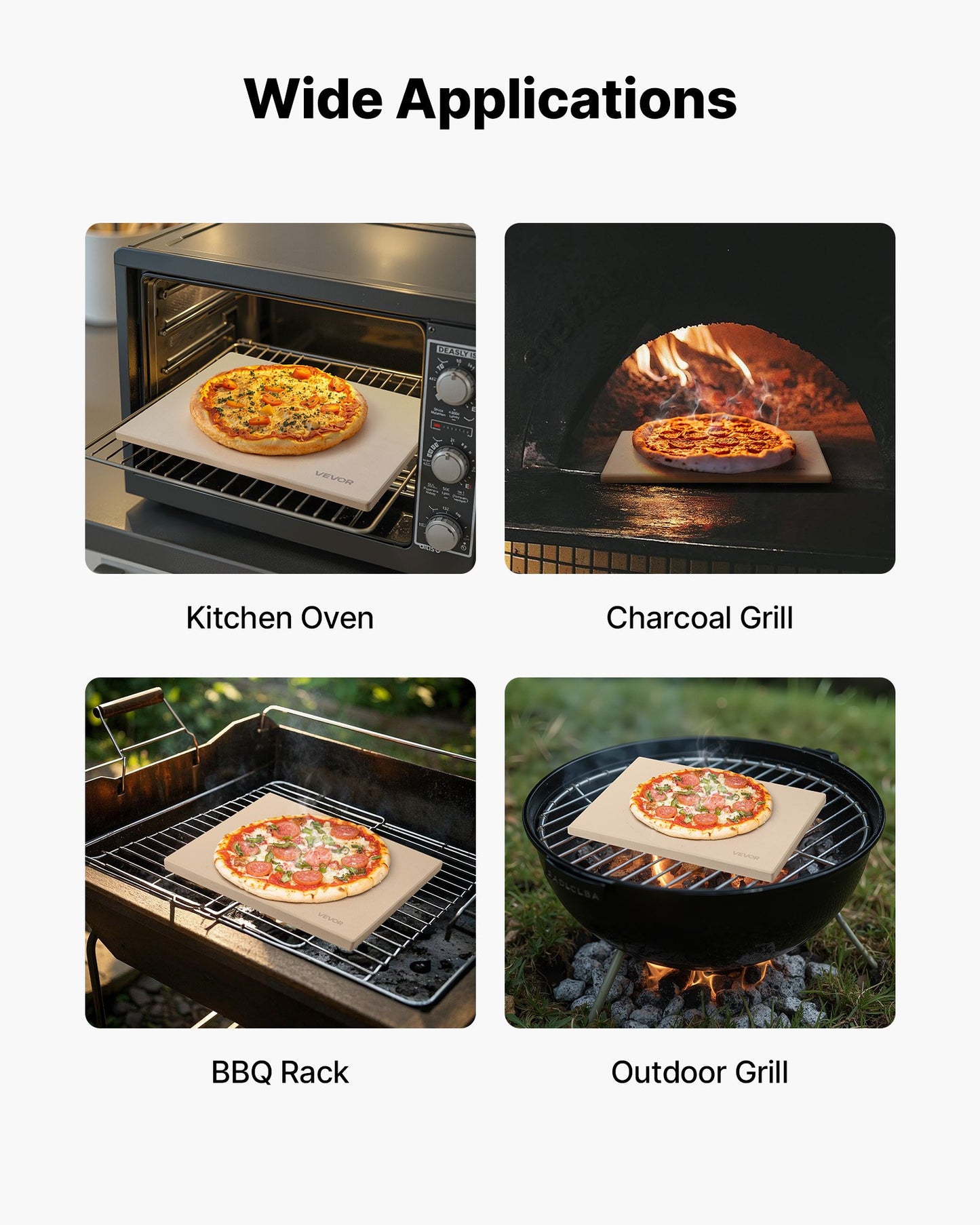 Pizza Stone, 16 x 14 x 0.6 Inch Rectangular Cordierite Pizza Stone, Large Baking-Stone with Scraper, 1450℉ Heat-Resistant Cordierite Cooking Stones for Kitchen Bake Oven, BBQ Grilling