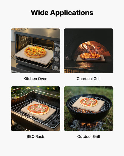 Pizza Stone, 16 x 14 x 0.6 Inch Rectangular Cordierite Pizza Stone, Large Baking-Stone with Scraper, 1450℉ Heat-Resistant Cordierite Cooking Stones for Kitchen Bake Oven, BBQ Grilling