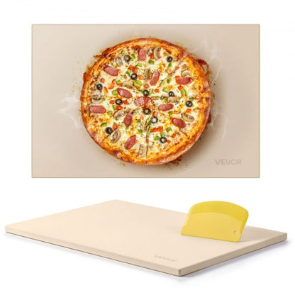 Pizza Stone, 20 x 14 x 0.67 in Rectangular Pizza Stone, Extra Large Baking-Stone with Scraper, 1450℉ Heat-Resistant Cordierite, for Oven, BBQ Griller, Baking Bread & Pizza