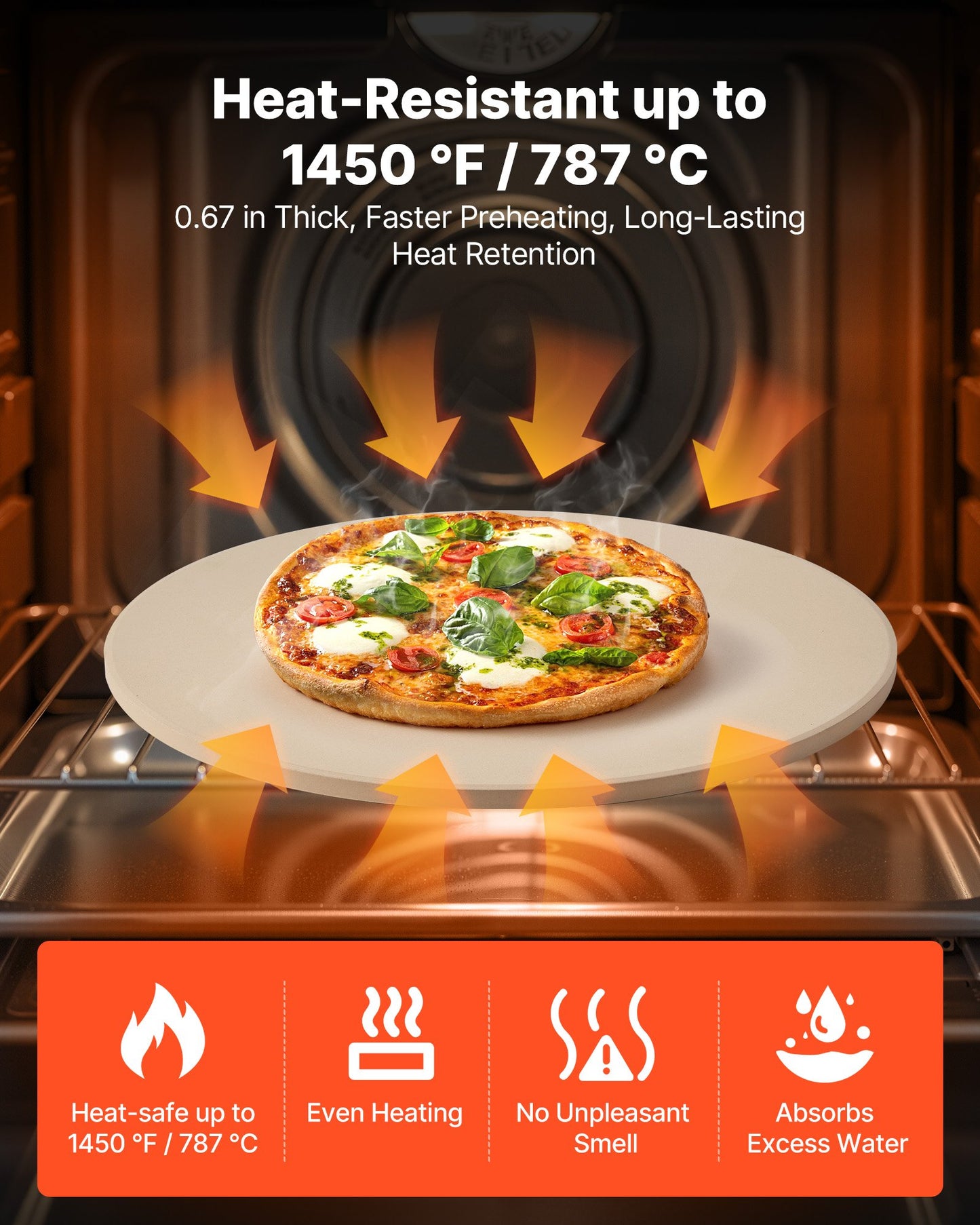 Pizza Stone, 16 in Round Pizza Stone, 0.67" Thick Extra Large Baking-Stone with Rack Stand, 1450℉ Heat-Resistant Cooking Stones, for Kitchen Oven, Baking Pizzas, BBQ Grill