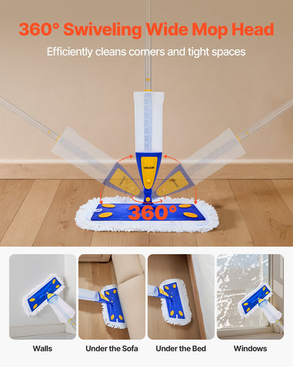 Spray Mop, with 3 Washable Pads for Dry and Wet Floor Cleaning and a 27oz Refillable Water Tank, Microfiber Dust Wet Mop & Twisted Cotton Dry Mop, Commercial Home Use for Tiles/Vinyl/Wood Floor