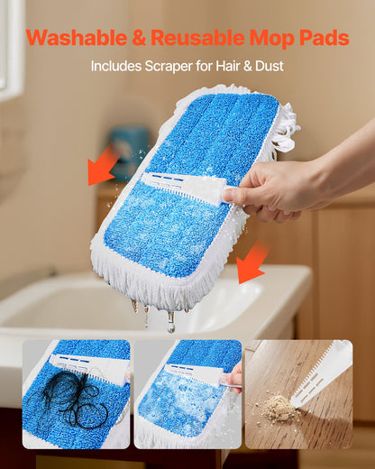 Spray Mop, with 3 Washable Pads for Dry and Wet Floor Cleaning and a 27oz Refillable Water Tank, Microfiber Dust Wet Mop & Twisted Cotton Dry Mop, Commercial Home Use for Tiles/Vinyl/Wood Floor
