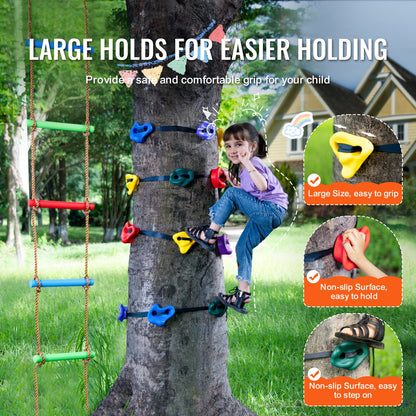 Ninja Tree Climbing Kit 12 Klettergriffe 6 Ratschengurte Kletterleiter