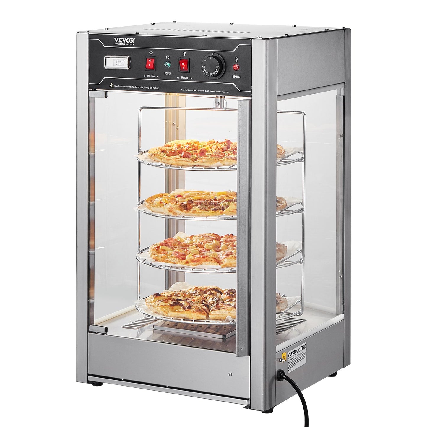 Food Warmer Display för 14" Pizza, 4-lagers kommersiell pizzavärmare elektrisk