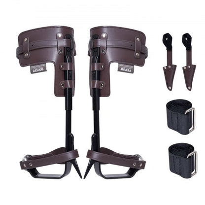 Tree Climbing Spikes, 1 Pair Alloy Steel Climbing Spurs, 350lbs Load Capacity Tree Climbing Gear with Straps and Spike Protectors, Arborist Equipment for Climbers, Hunting, Fruit Picking, Brown