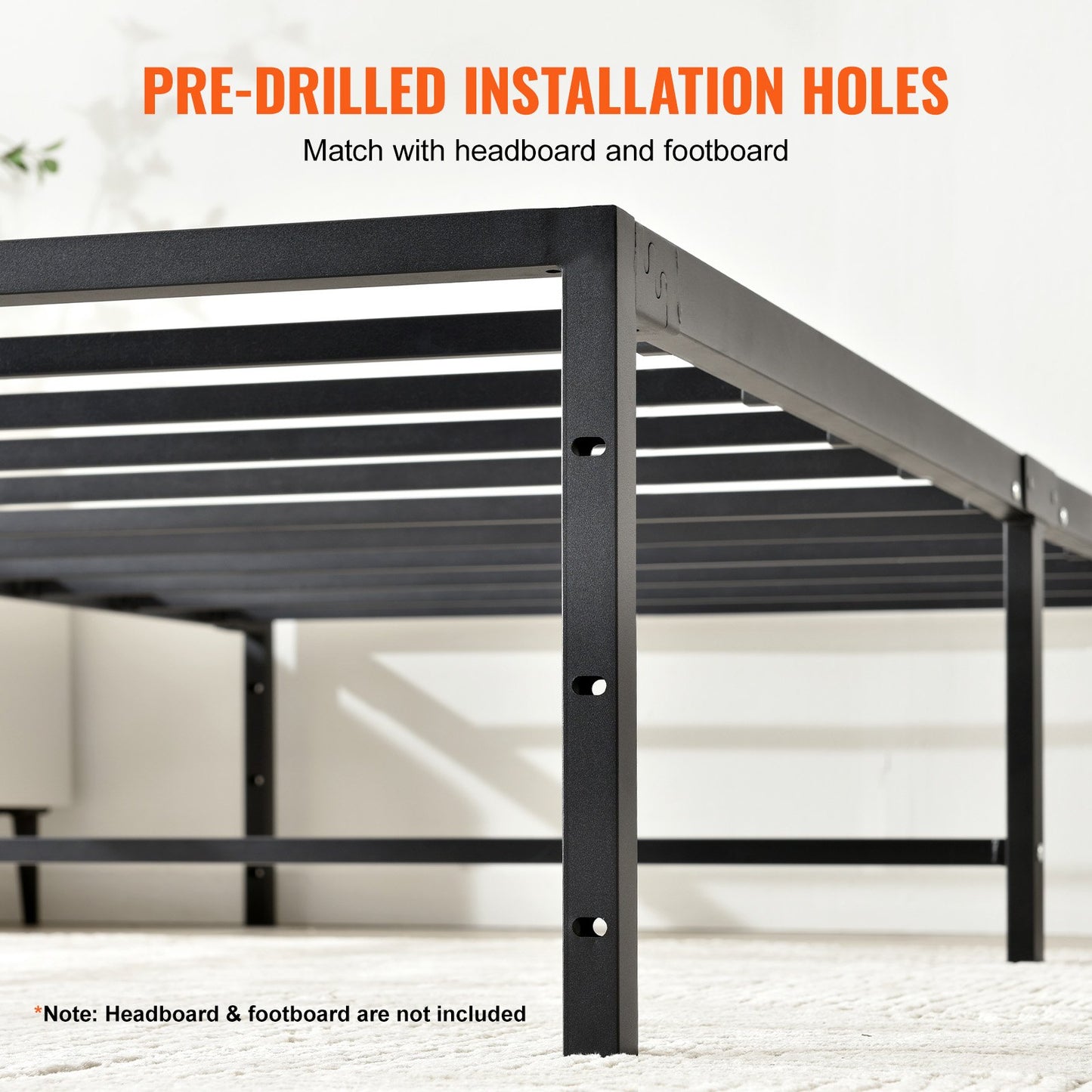 14 Inch Twin Metal Bed Frame Platform, No Box Spring Needed, Embedded Mattress Foundation with Steel Slat Support, Easy Assembly, Noise Free