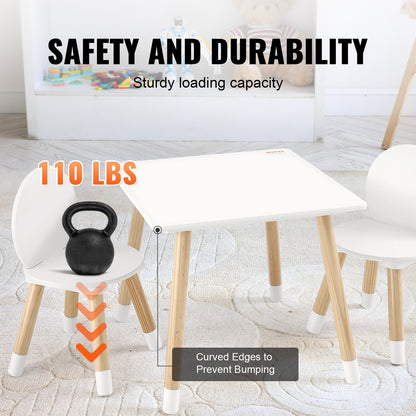 Kids Table and 2 Chairs Set, Toddler Table and Chair Set, Children Multi-Activity Table for Art, Craft, Reading, Learning, 1 Table and 2 Chairs