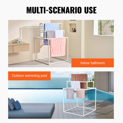 Handdukshängare 8-bars PVC-handdukshållare utomhus för Poolside Spa Badrum Vit