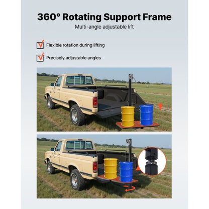 Hjortlyft med lyftplattform, 136 kg lastkapacitet, viltlyft med vinsch och 5 cm mottagare, 360 graders svängbar axel och hopfällbar, dragkrokmonterad hjorthängare för att flytta vilt |  EU