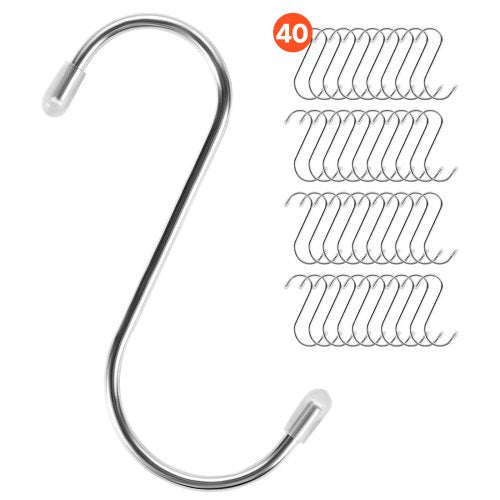 S Hooks 40 Pack, 3.4 Inch Metal S Shaped Hangers of 22.05 LBS Load Capacity, Heavy Duty Stainless Steel Hanging Hooks for Hanging Plants, Jeans, Clothes in Garden, Closet, Kitchen, Bathroom