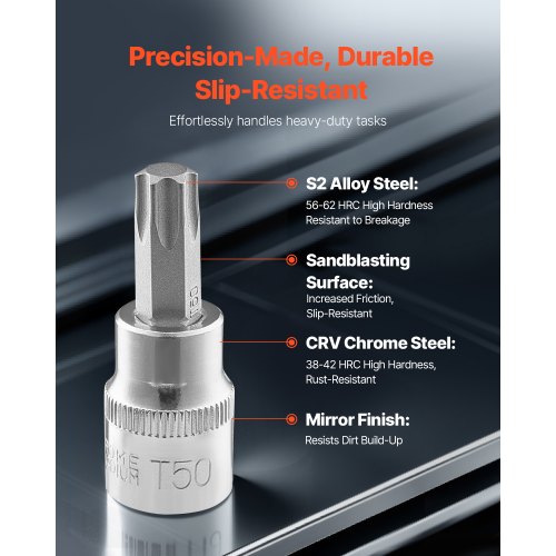 Bitsocket set 107-delad SAE och metrisk hex/torx/E-torx/manipulationssäker/extra lång |  EU