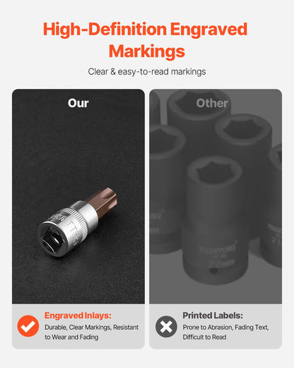 Torx Bits Sockel Set 34-delad Solid Star och manipuleringssäker T6-T70 S2 Legerat stål