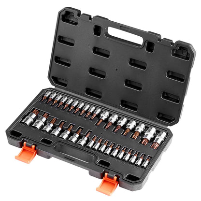 Torx Bits Sockel Set 34-delad Solid Star och manipuleringssäker T6-T70 S2 Legerat stål