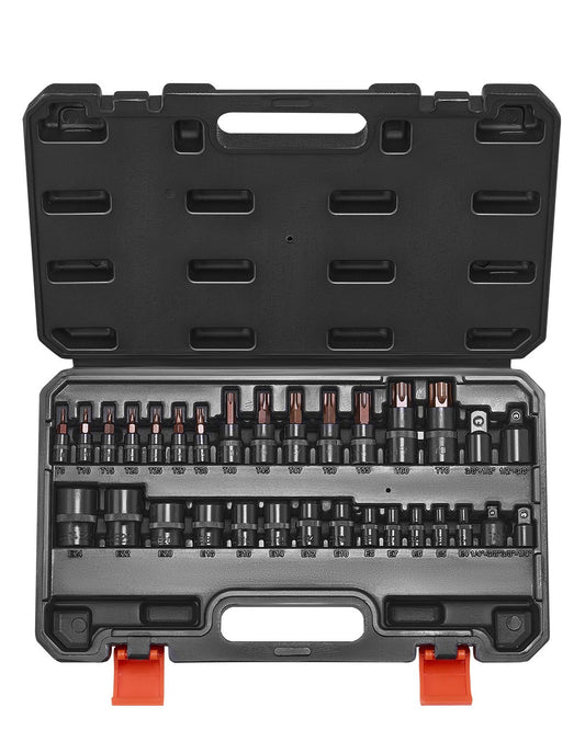 Torx Bits Sockel och Extern Torx Sockel Set 31-delad T8-T70 och E4-E24 stål