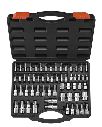 Torx Bit Sockel och Extern Torx Sockel Set 60-delad S2 Legerat stål Cr-V stål