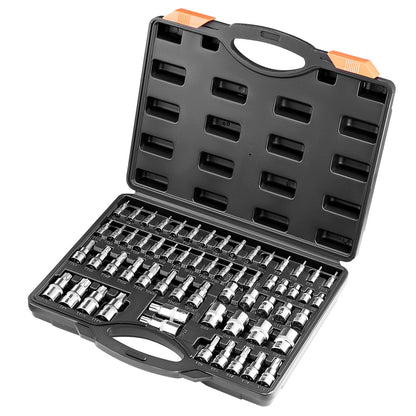 Torx Bit Sockel och Extern Torx Sockel Set 60-delad S2 Legerat stål Cr-V stål