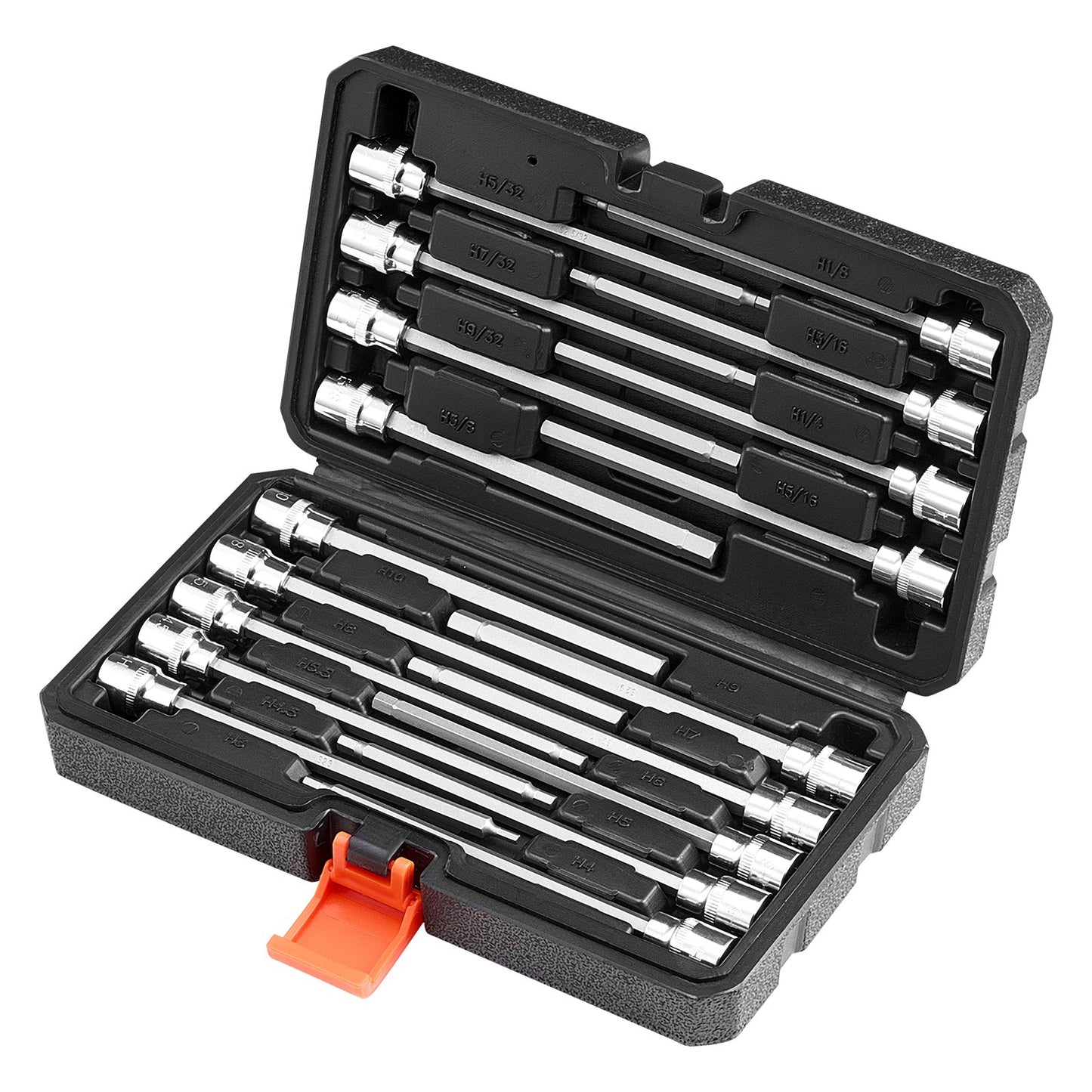 Extra long hex socket set 18-piece 3/8 inch Drive S2 Alloy steel Cr-V