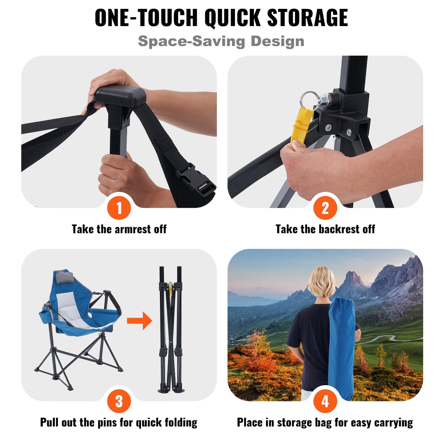 Campingstol Hängmatta Stol 300 lbs Lastkapacitet Hängmatta hopfällbar stol