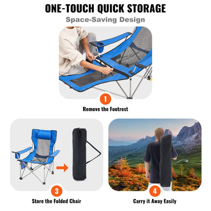 Liggande campingstol Bärbar stol 330 lbs Last för utomhus och hem