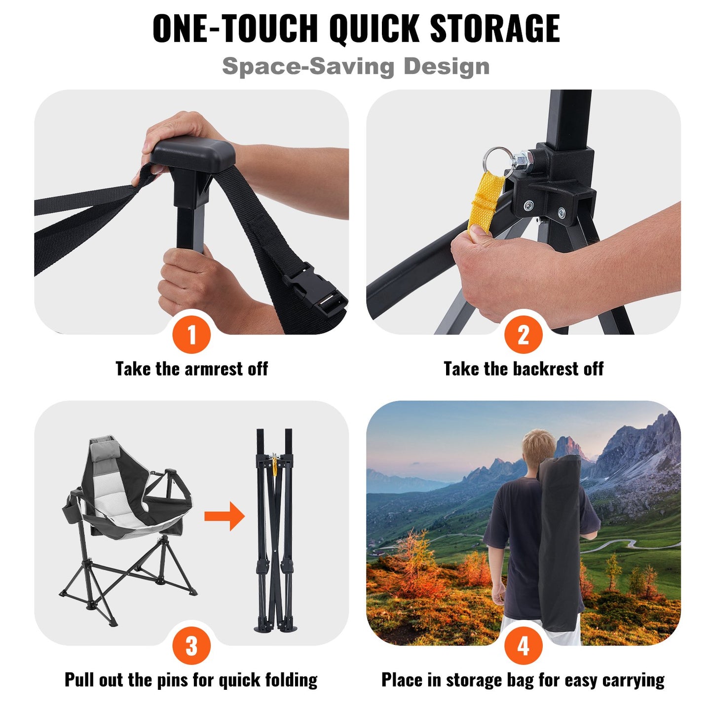 Campingstol Hängmatta Stol 300 lbs Lastkapacitet Hängmatta hopfällbar stol