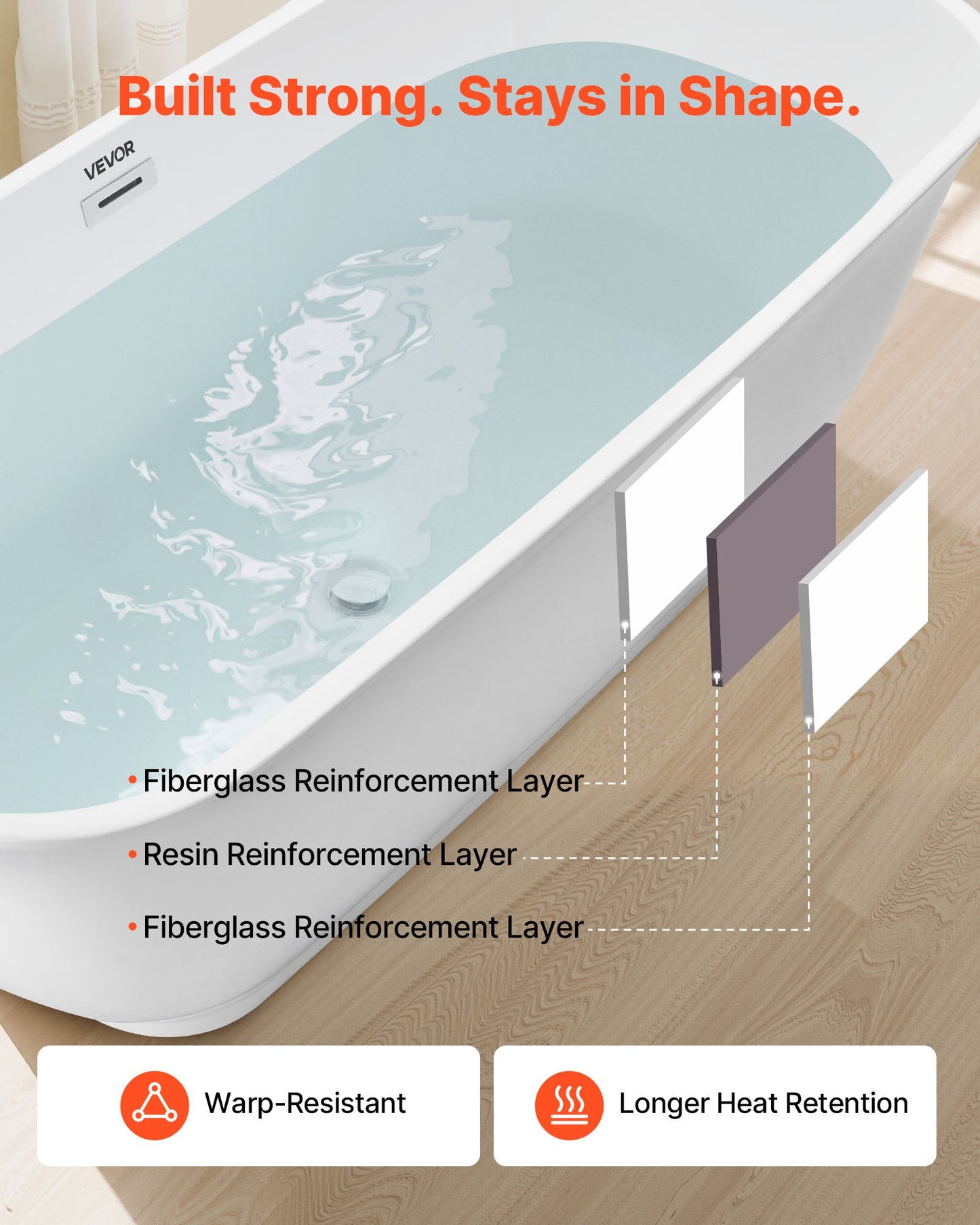 Acrylic Freestanding Bathtub, 67 Inch Contemporary Soaking White Tub with Polished Chrome Overflow and Drain, Elegant Oval Shape Stand Alone Soaker Tub for Modern Bathroom or Remodel Projects