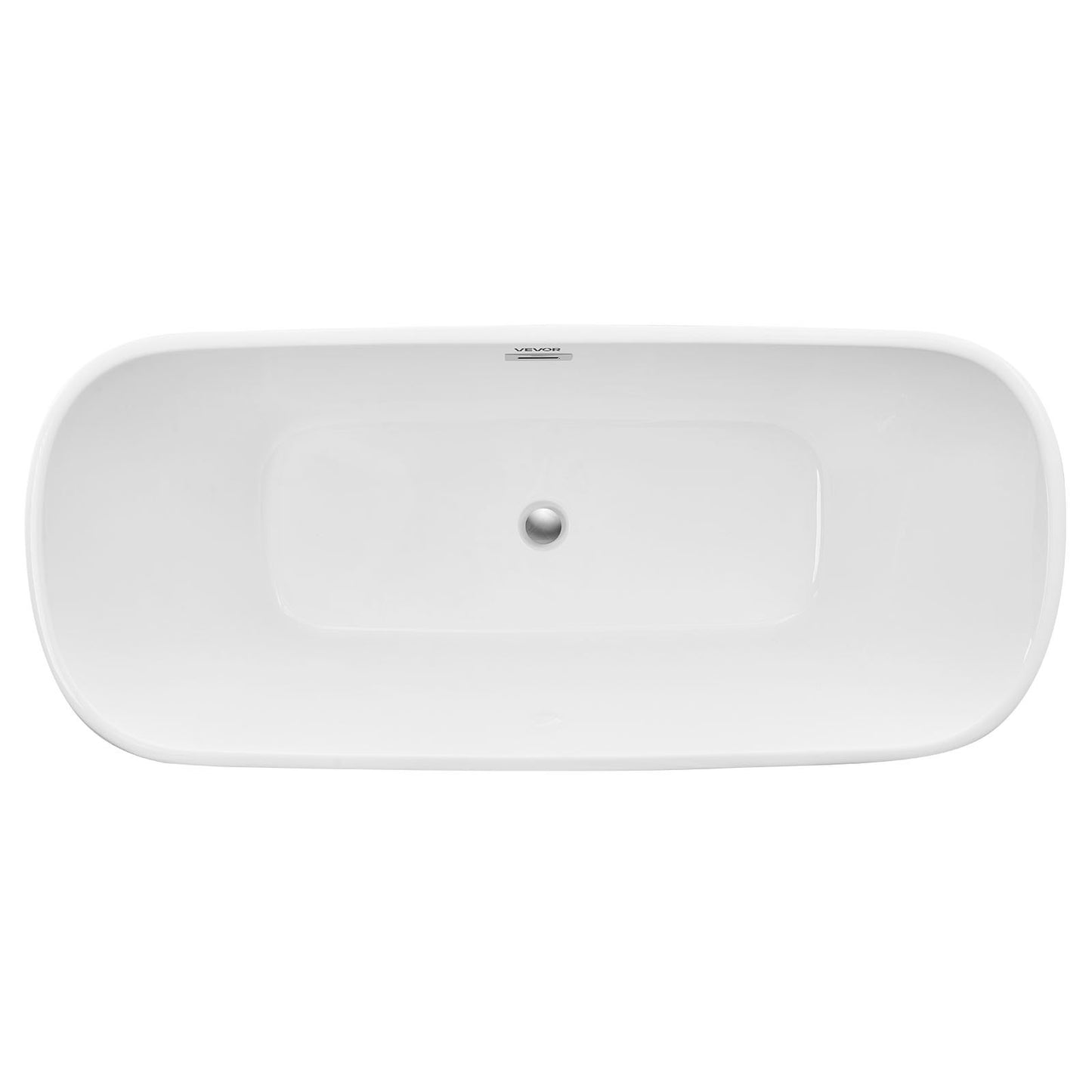 Acrylic Freestanding Bathtub, 67 Inch Contemporary Soaking White Tub with Polished Chrome Overflow and Drain, Elegant Oval Shape Stand Alone Soaker Tub for Modern Bathroom or Remodel Projects