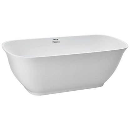 Acrylic Freestanding Bathtub, 67 Inch Contemporary Soaking White Tub with Polished Chrome Overflow and Drain, Elegant Oval Shape Stand Alone Soaker Tub for Modern Bathroom or Remodel Projects