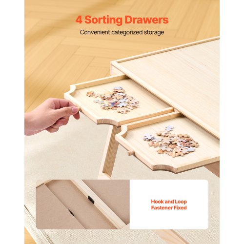 1500-bitars pusselbräde med fällbara ben, bärbart trästicksåg, 86x63cm