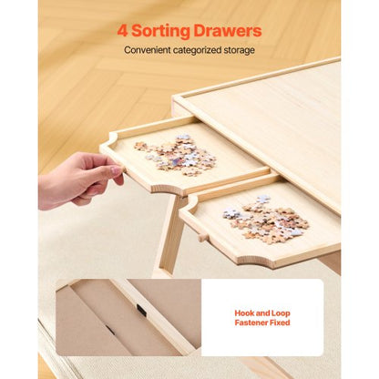 1500-bitars pusselbräde med fällbara ben, bärbart trästicksåg, 86x63cm