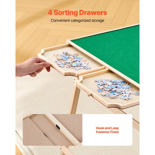 1500-bitars pusselbräde med fällbara ben, bärbart trästicksåg, 86x63cm