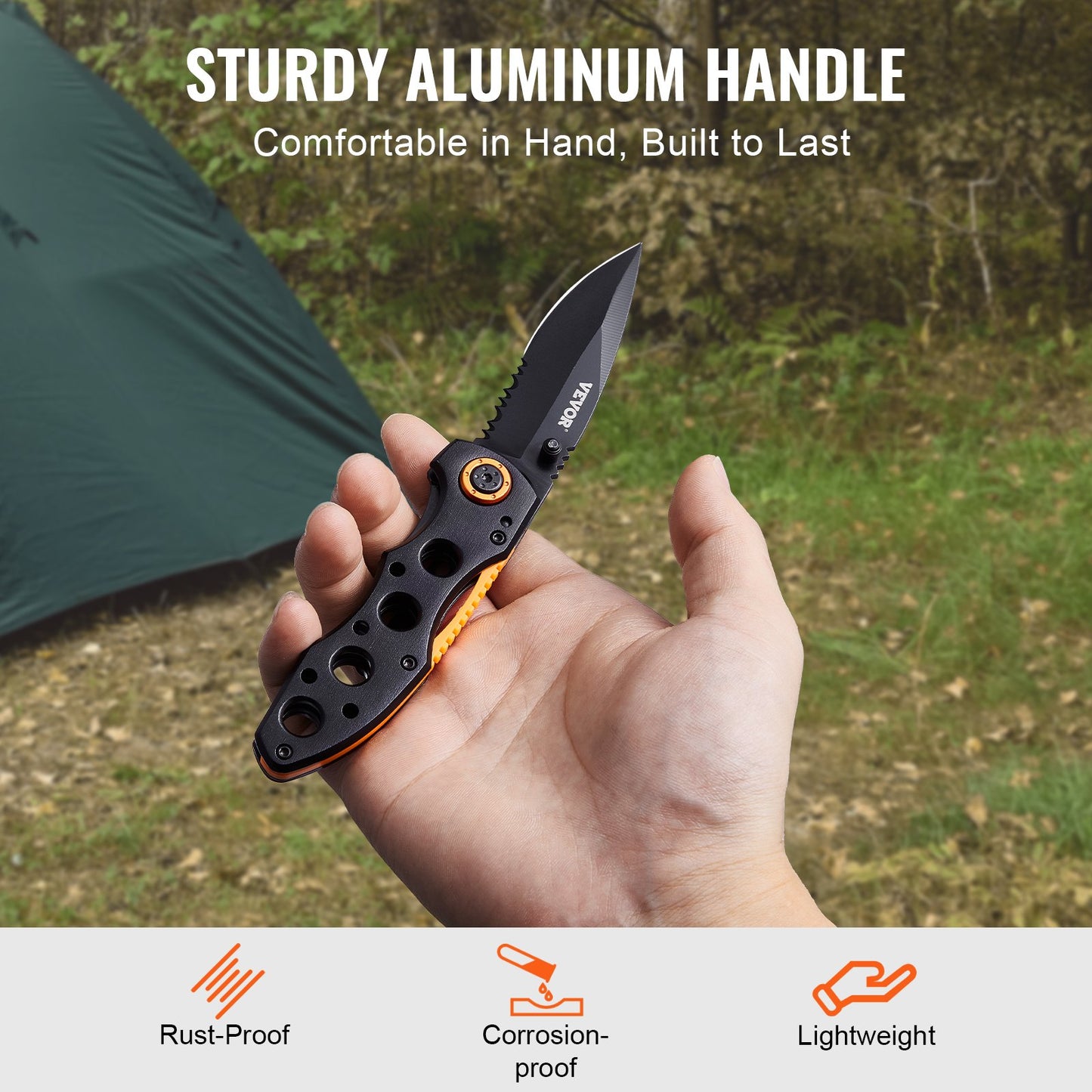 Folding Pocket Knife, 3 in/7.6 cm 7Cr17Mov Blade, Aluminum Handle Small EDC Knife with Pocket Clip, Sharp Camping Survival Hiking Knife, 2.8 oz/0.08 kg Easy to Carry for Men Women Self Defense