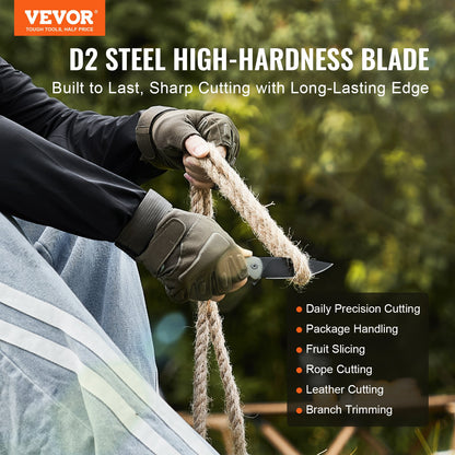 Folding Pocket Knife, 3.5 in/8.8 cm D2 Steel Blade, G10 Handle Small EDC Knife with Pocket Clip, Sharp Camping Survival Hiking Knife, 3.84 oz/0.1 kg Easy to Carry for Men Women Self Defense